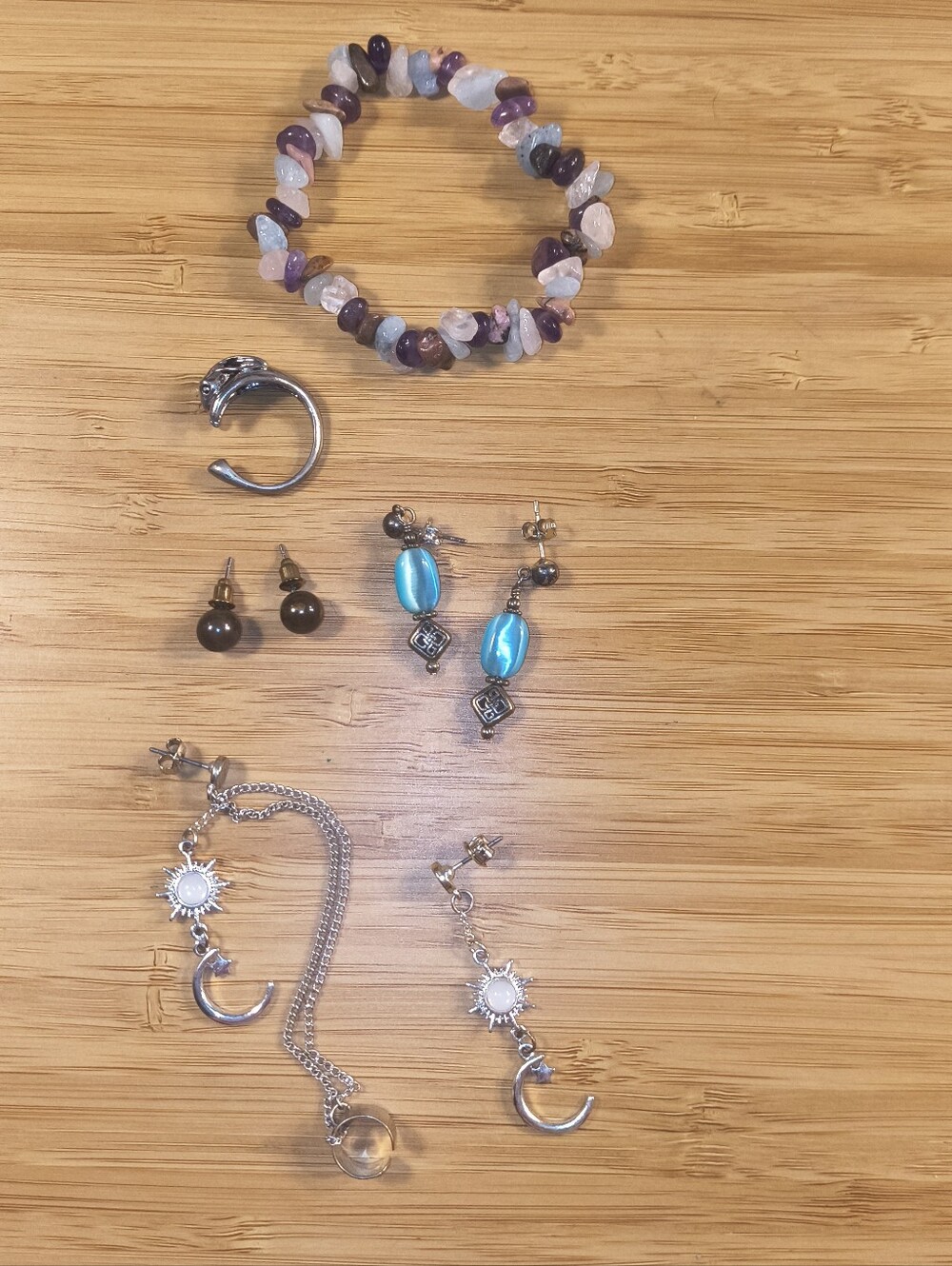 5-Piece "Moon Maiden" Whimsigoth Jewelry Bundle Celestial Rabbit Ring Amethyst